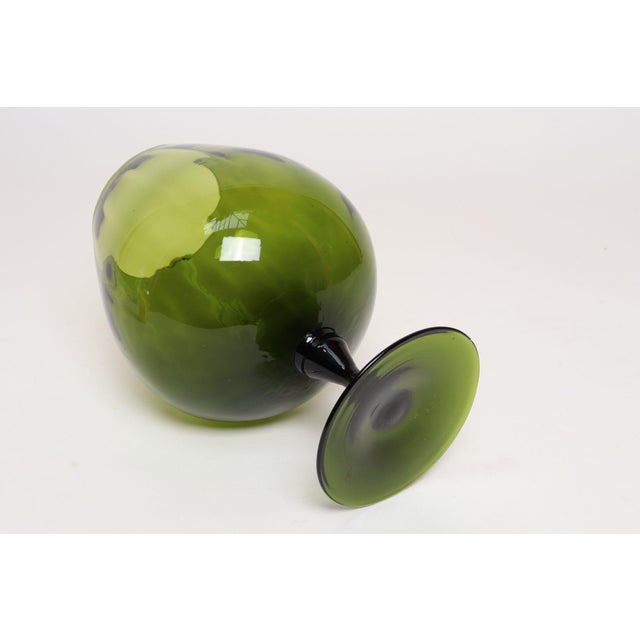 Empoli Italian Modernist Empoli Blown Green Glass Optic Balloon Vase For Sale - Image 4 of 10