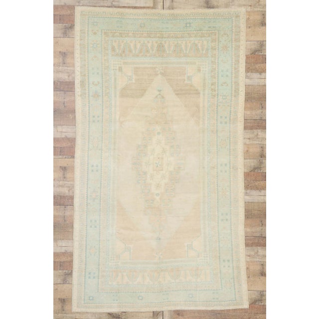 Tan Vintage Turkish Oushak Rug - 05'03 X 09'03 For Sale - Image 8 of 9