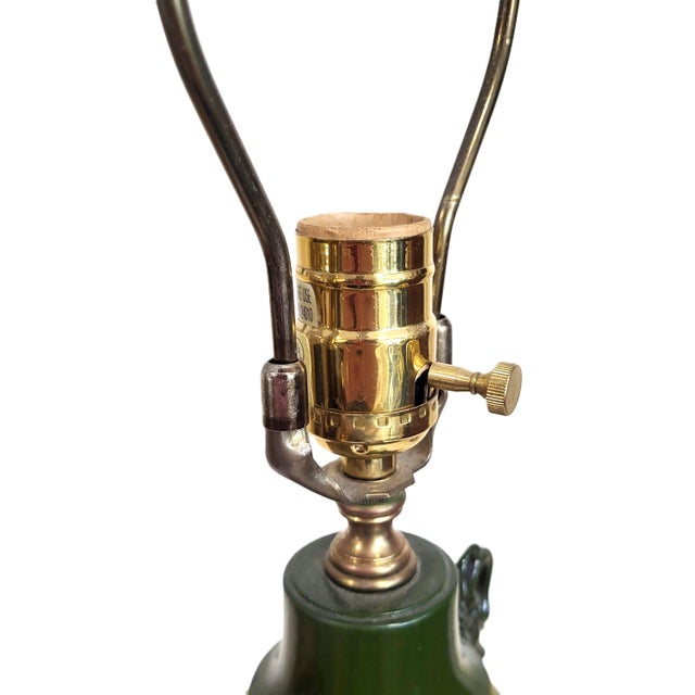 Vintage French 20th C Designer Empire Style Green & Gold Swan Urn Lamp For Sale - Image 15 of 17