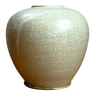 Vintage Crackle Glazed Ceramic Vase For Sale