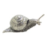 Vintage Italian Handmade Silver Real Life Size Snail Solid Detailed Figurine Made in Varese 1980s For Sale