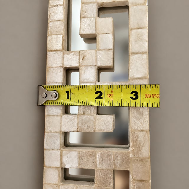 Chinoiserie Neiman Marcus Vintage Capiz Shell Fretwork Wall Mirror For Sale - Image 3 of 13