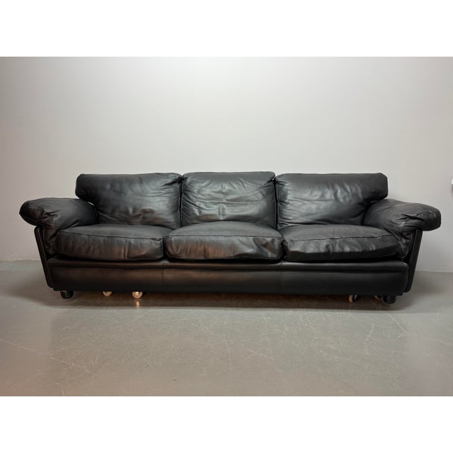 Black Mid-Century Black Leather Poppy 3 Sofa from Poltrona Frau, 1970s For Sale - Image 8 of 8