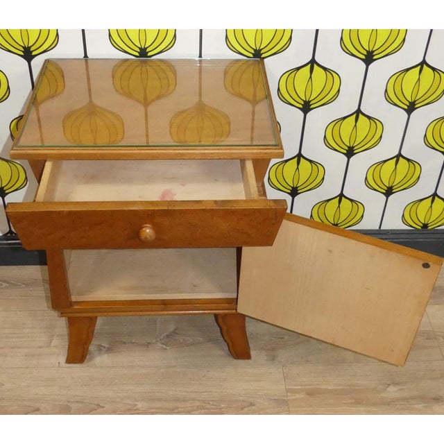 Vintage Night Cabinets with Lacquer Drawer & Door Glass Plate Nostalgia, Set of 2 For Sale - Image 14 of 18