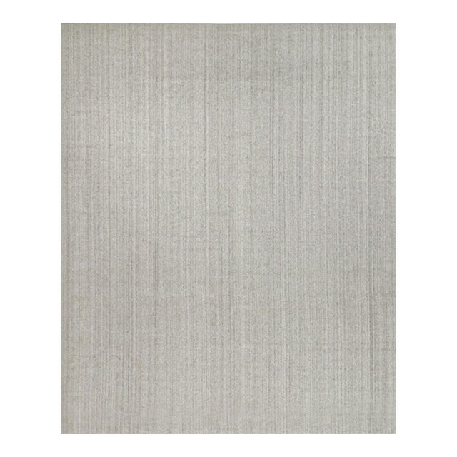 2010s Rug & Kilim’s Modern Rug in Solid Gray and Off-White Striae - 13x16 For Sale