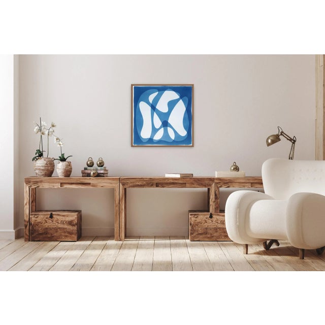 This is an exclusive handprinted unique cyanotype that takes its inspiration from the mid-century modern shapes. It's made...