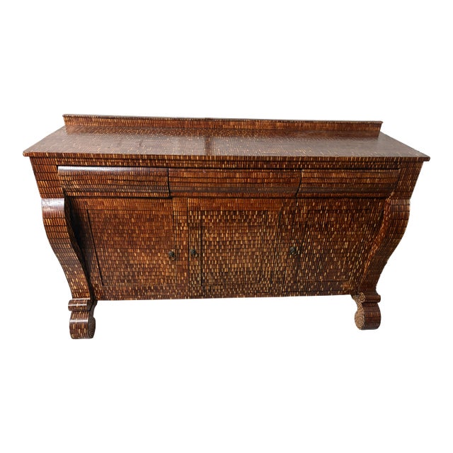 Large Antique Empire Buffet Hand Painted Quill Finish For Sale