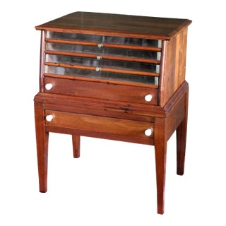 Antique Spool Cabinet With Glass Drawers From the Late 1800s For Sale