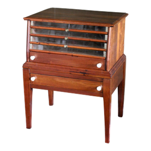 Antique Spool Cabinet With Glass Drawers From the Late 1800s