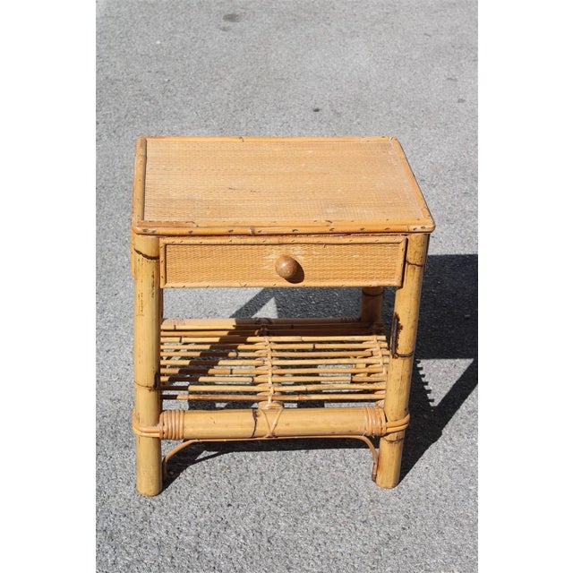 Bamboo Bedside Table with Drawer, Italy, 1950s, in Very Good conditions. Designed 1950 to 1959