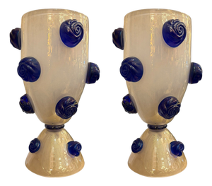 Lamps with Blue Murano Flowers by Carlo Colizza, 1980s, Set of 2