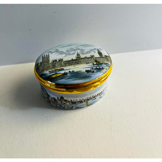 Illustration Vintage English Palace of Westminster Enamel Box For Sale - Image 3 of 5