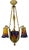 Art Deco Pâte De Verre Glass and Bronze Four-Light Chandelier attributed to Noverdy, France, 1920s For Sale