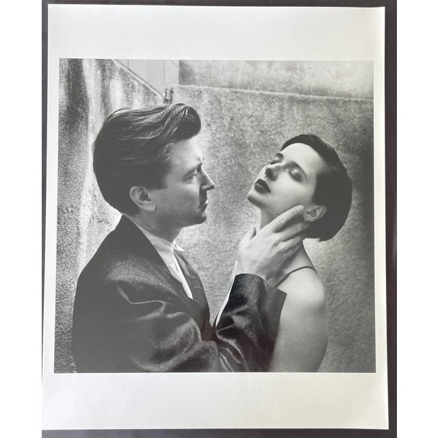 David Lynch and Isabella Rossellini 16"x20" vintage silver gelatin print by Helmut Newton. Helmut Newton captured this...