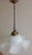 German Ceiling Lamp with Brass Mount and Wavy White Glass Shade, 1900s For Sale - Image 4 of 7