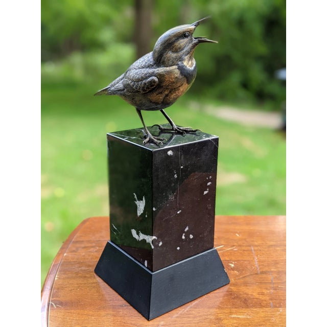Metal Meadowlark by Tim TerMeer Le 1/35 Bronze Sculpture on Marble Platform Base For Sale - Image 7 of 13