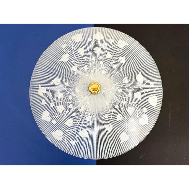 Mid 20th Century 1960s Striped Leafy Flush Light For Sale - Image 5 of 15