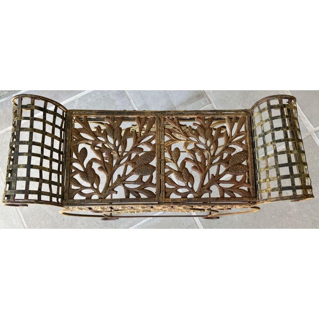 Late 20th-Century Curule-Style Iron & Steel French Regency Garden-Inspired Bench For Sale In Austin - Image 6 of 18