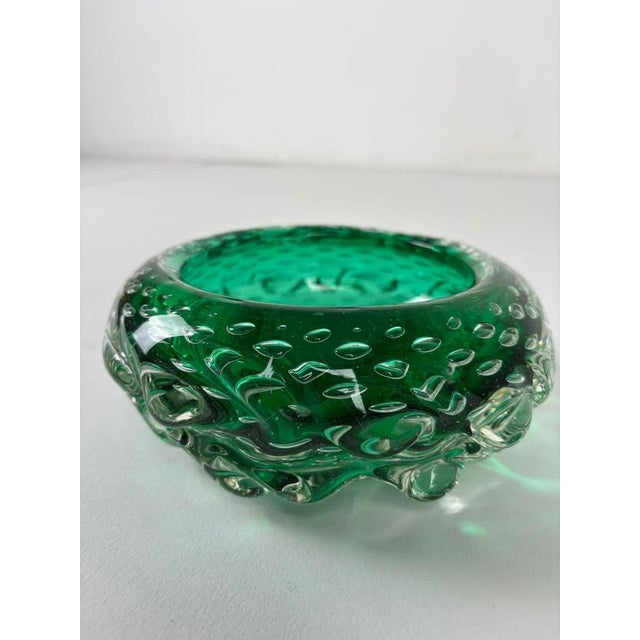 Emerald Green Murano Glass Ashtray, 1970s For Sale - Image 4 of 12