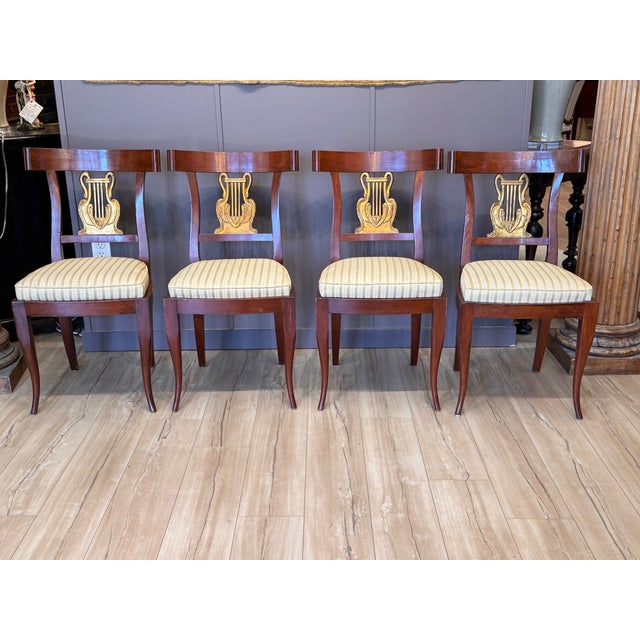 Wood Set of Ten Italian Neoclassical Parcel Gilt Walnut Dining Chairs For Sale - Image 7 of 14
