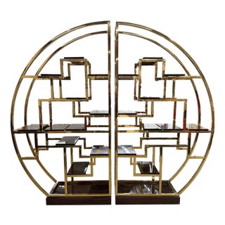 Custom Macassar Ebony and Brass Demi Lune Room Divider For Sale