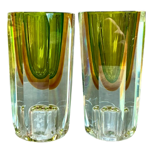 Vintage Italian Art Glass Vase After Murano - a Pair