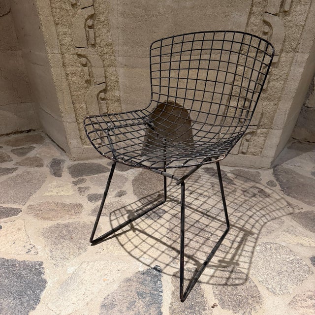 Vintage Bertoia Side Chair by Harry Bertoia, Black Rilsan, 1952 For Sale - Image 12 of 12