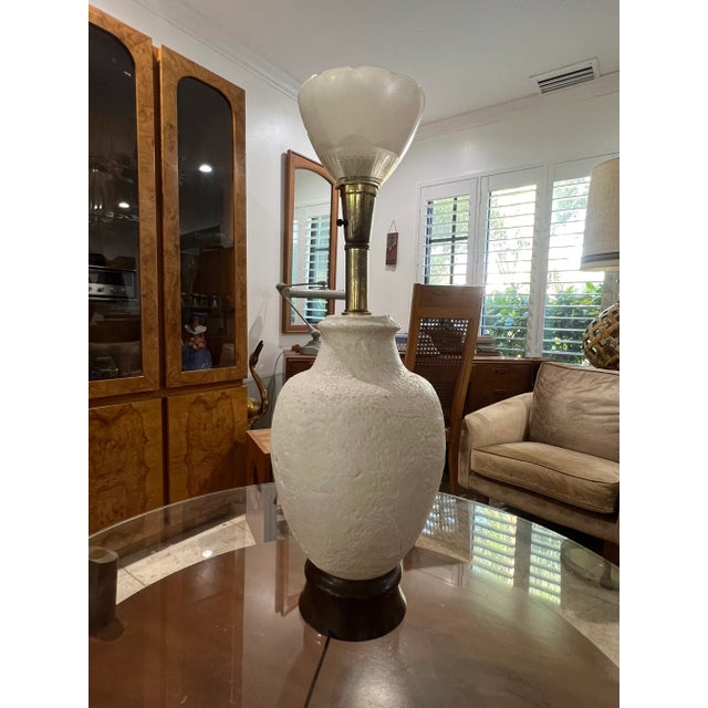 Mid Century Modern Spherical Pottery Lamp For Sale - Image 11 of 12