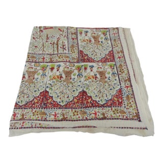 Vintage Red and Green Qalamkar Indian Cloth For Sale