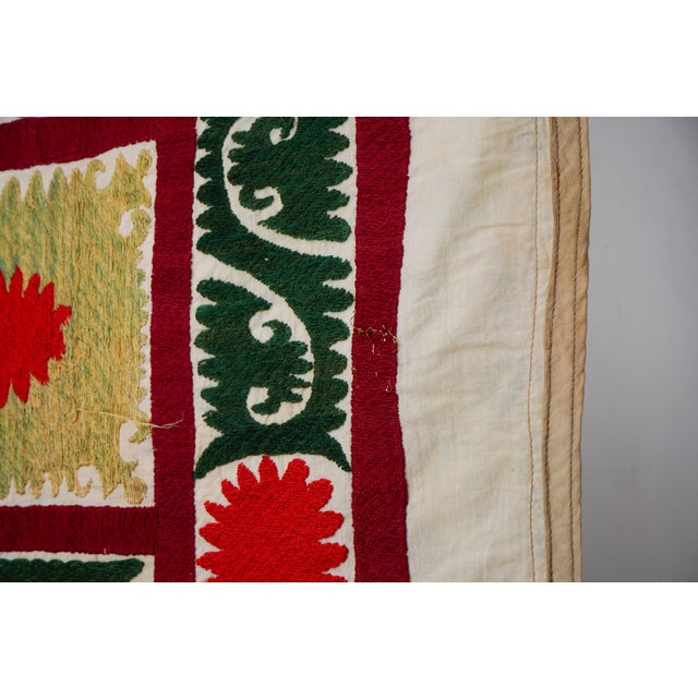 1960s Hand Embroidered Suzani Textile, Uzbek Table Cover For Sale - Image 5 of 12