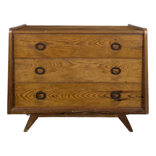 Pine Chest of Drawers with Compass Legs, 1950s For Sale