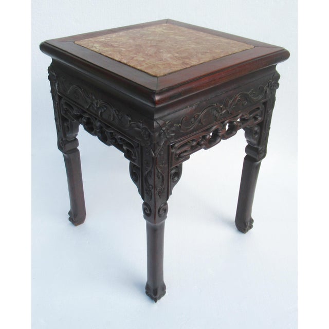 Vintage C.1910-1930's Asian Hand-Carved Clawfoot Side Table