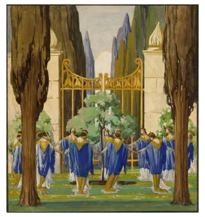 Circle of Frederick Cayley Robinson, Symbolist Set Design, 1910s, Gouache Painting