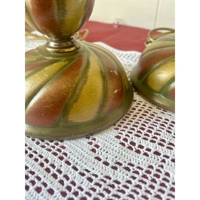 1960s Vintage Swirl Ceramic Lamps, 1960s, Set of 2 For Sale - Image 5 of 6