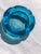 Mid-Century Modern 1970s Clear Turquoise Blue Round Ashtray Mid-Century Modern For Sale - Image 3 of 9