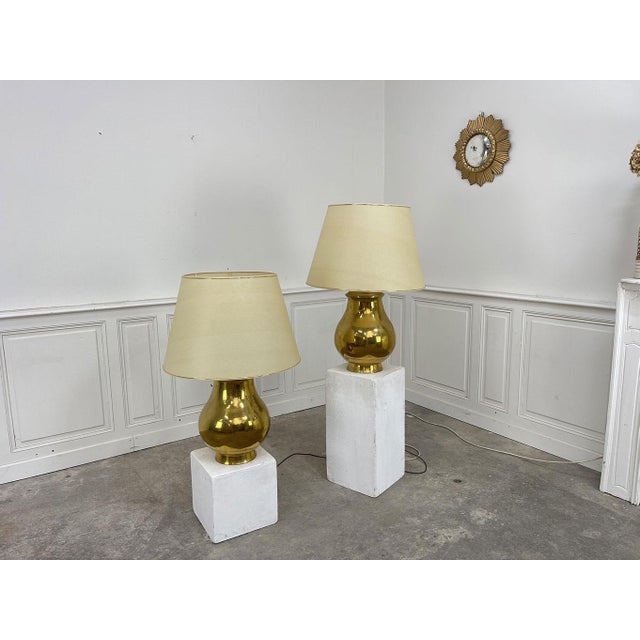 Large Brass Lamps, 1970s, Set of 2 For Sale - Image 9 of 9
