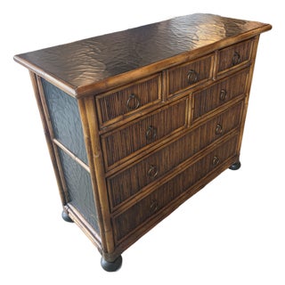 Vintage Baker Milling Road Chest of Drawers Bamboo Pencil Reed Rattan For Sale