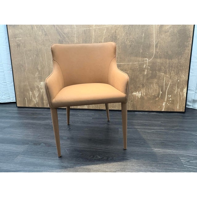 Rh Nicola Slope Leather Dining Armchair — Vegan Leather | Cocoa For Sale In Columbus - Image 6 of 18