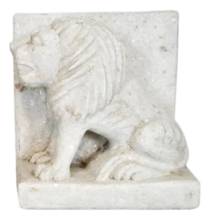 Vintage Indian White Marble Sitting Lion Bookend
