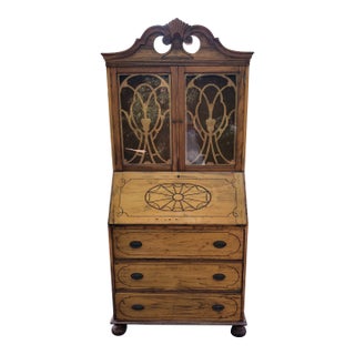 Vintage Secretary With 3 Drawers and Shelves on Top For Sale