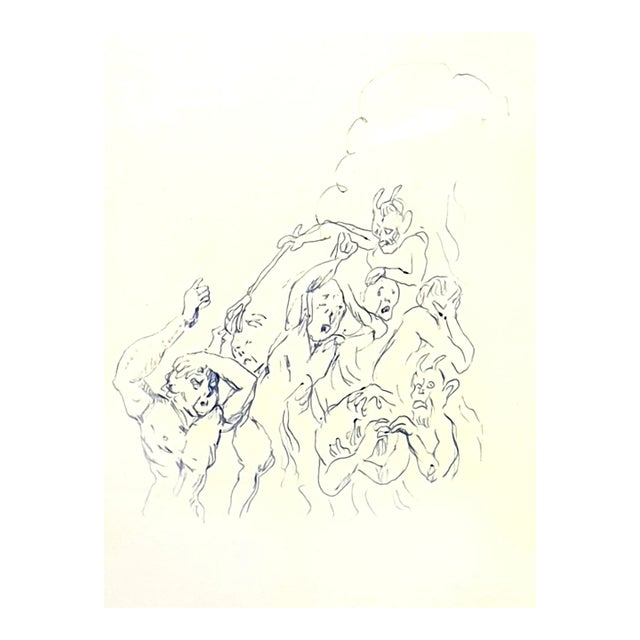 Tsuhugaru Foujita - Fear - Original Drawing 1957 For Sale