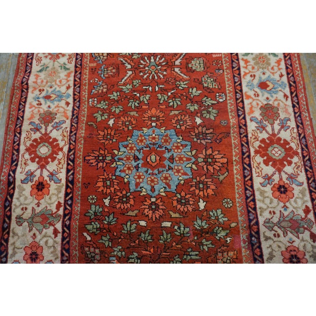 Textile 1890s Red Medallion Antique Persian Sultanabad Rug 4'4" X 9'6" Handknotted Wool Carpet For Sale - Image 7 of 10
