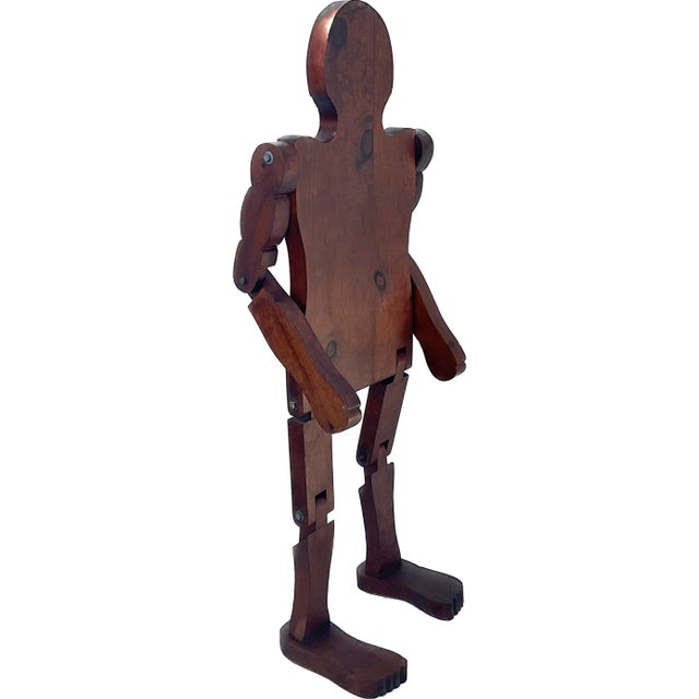 Mid 20th Century Folk Art Child-Size Articulated Wooden Mannequin For Sale - Image 5 of 12