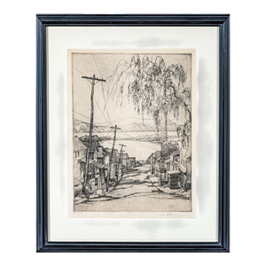 Abbo Ostrowsky Signed Etching Croton on Hudson Circa 1931