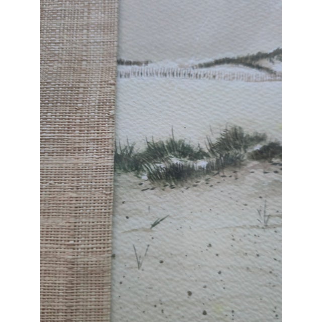 Mid 20th Century Signed Vintage Coastal Landscape Seascape Watercolor Painting With Beached Rowboat For Sale - Image 4 of 14