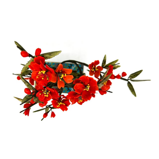 Vintage Cloisonné Flowering Jade Bonsai Tree in Enamel Planter | Chinoiserie Décor Accent - Hollywood Regency, Asian Inspired, Traditional For Sale - Image 12 of 12