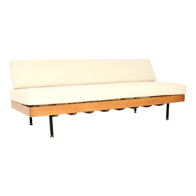 Vintage Steel and Birch Sofa Bed, 1950s For Sale