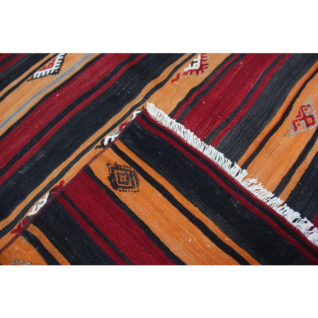 1960s Southwestern Red Striped Oushak Natural Kilim Rug For Sale In Sacramento - Image 6 of 13