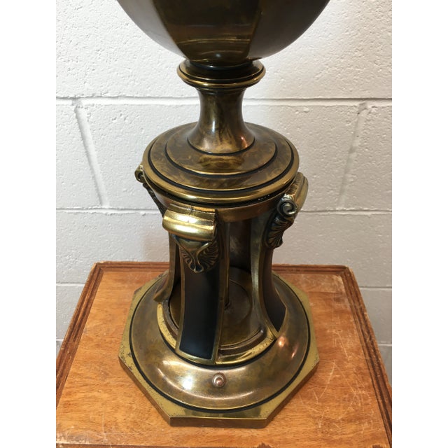 1960s Stiffel Style Black Enamel & Bronze Finish Trophy-Urn Lamp For Sale - Image 5 of 13