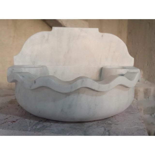 Carrara Marble Sink With Backsplash For Sale - Image 4 of 7